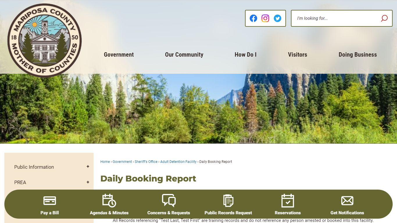 Daily Booking Report | Mariposa County, CA - Official Website