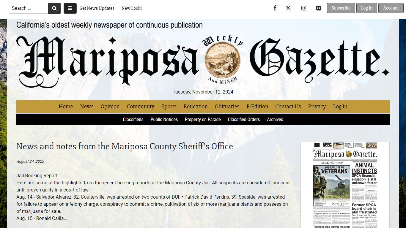 News and notes from the Mariposa County Sheriff’s Office